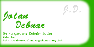 jolan debnar business card
