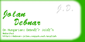 jolan debnar business card